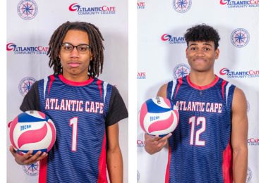 Atlantic Cape Men's Volleyball players Nashir Cruz and Emmanuel Waugh
