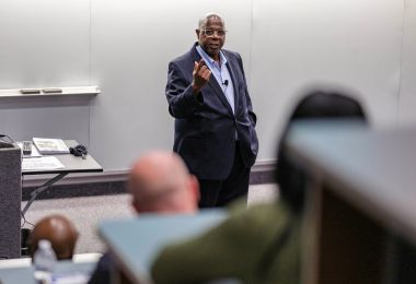 Professor Dr. Theodore Darden speaking during his presentation at Atlantic Cape's Cape May campus